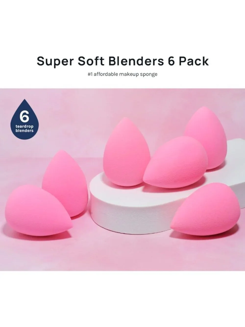 Latex-Free Makeup Sponge Set of 6 - Super Soft Blenders for Powder, Cream